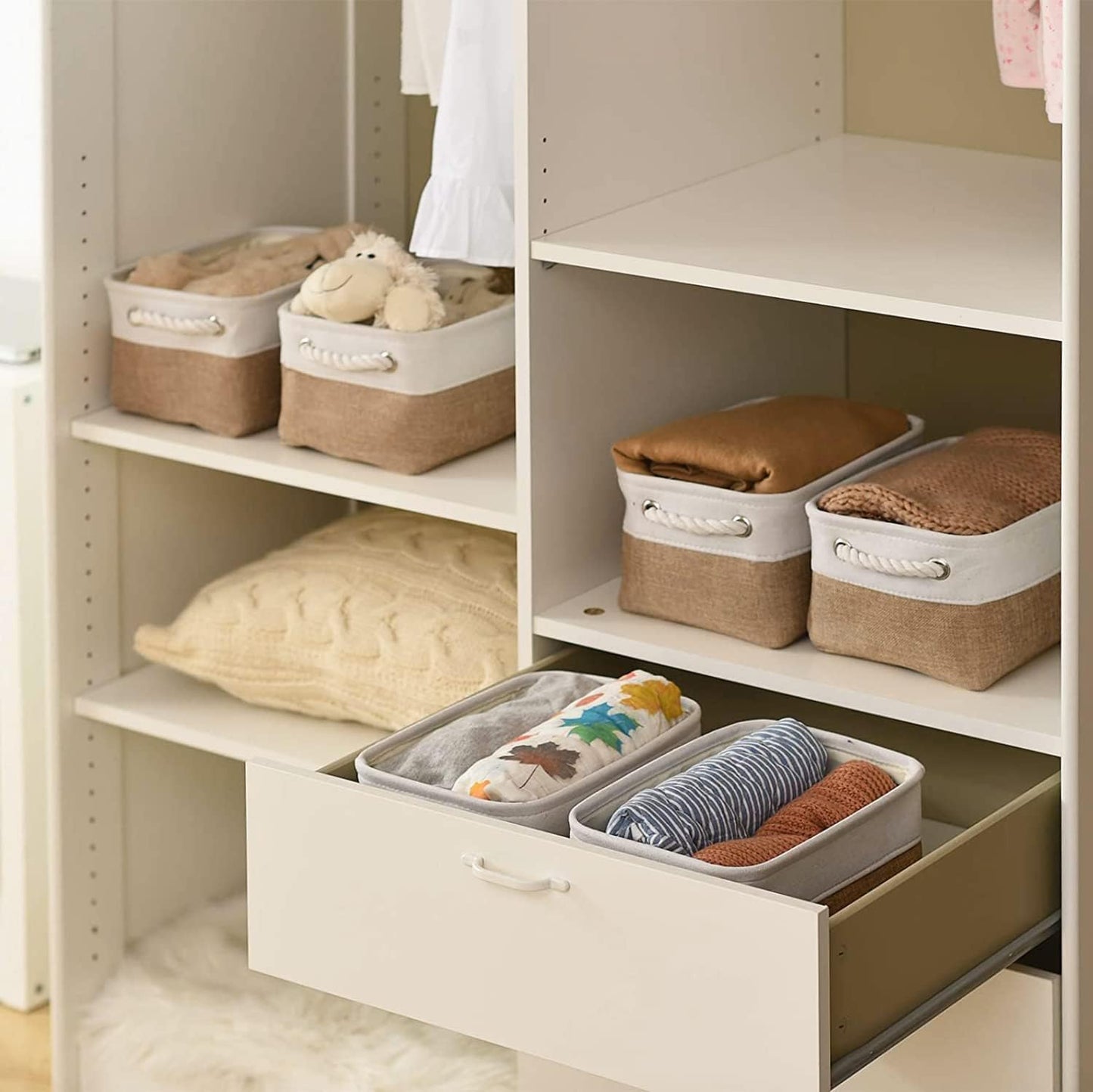 Small Baskets for Organizing, [6 PCS] Collapsible Storage Baskets for Shelves, Storage Bins Boxes