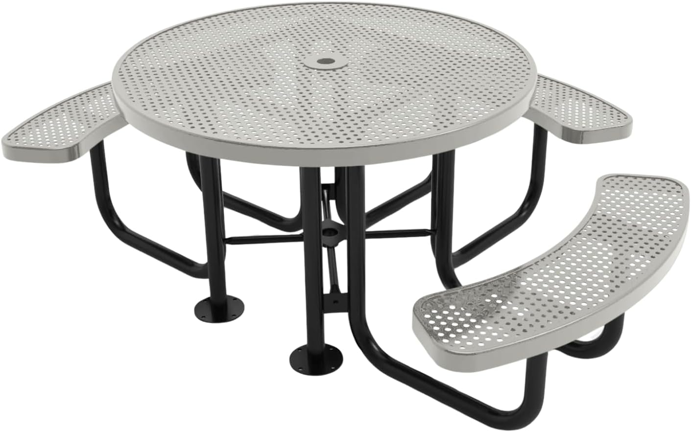 Heavy-Duty Portable Outdoor Picnic Table with Umbrella Hole, Punched Steel Patio Dining Furniture