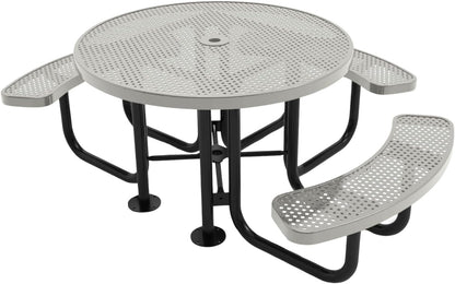 Heavy-Duty Portable Outdoor Picnic Table with Umbrella Hole, Punched Steel Patio Dining Furniture
