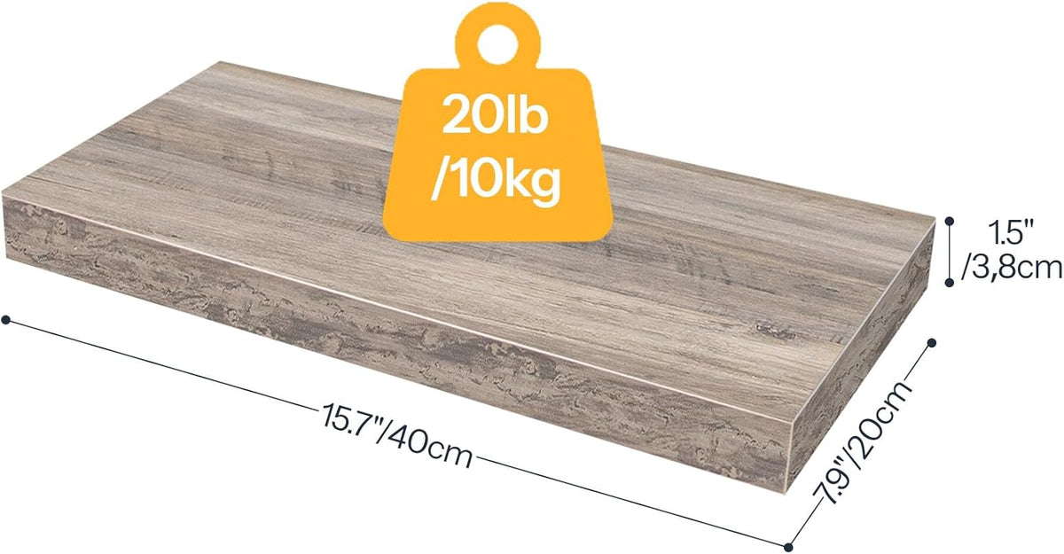 HOOBRO Floating Shelves for Wall, Wall Mounted Shelf Set of 2, 15.7" Hanging Shelf with Invisible