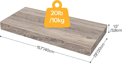HOOBRO Floating Shelves for Wall, Wall Mounted Shelf Set of 2, 15.7" Hanging Shelf with Invisible