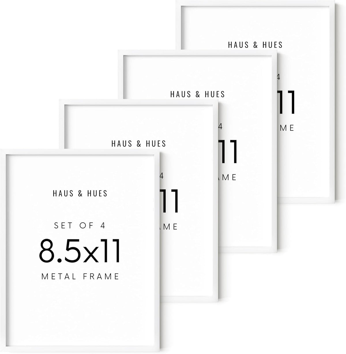 HAUS AND HUES 8.5x11 White Metal Picture Frames - Features Premium Aluminum, Shatterproof