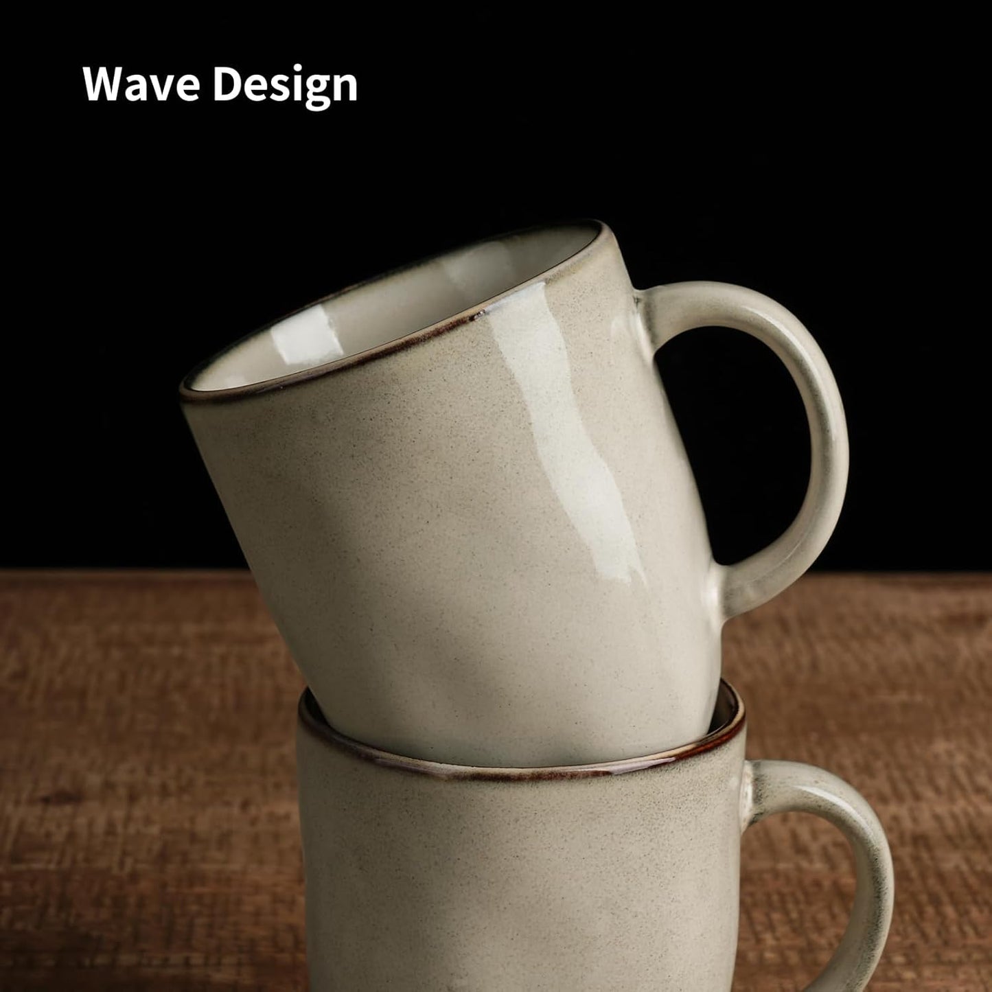 famiware Coffee Mugs Set of 4, Ocean Square 13oz Coffee Cup Set with Handle for Cocoa, Milk, Hot