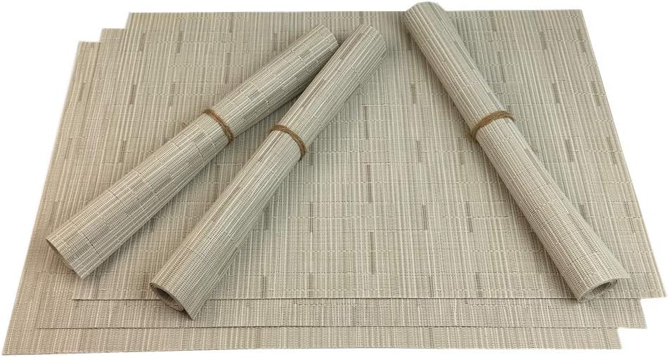 Red-A Placemats Set of 6 for Dining Table Heat-Resistant Washable Place Mats Woven Vinyl Kitchen