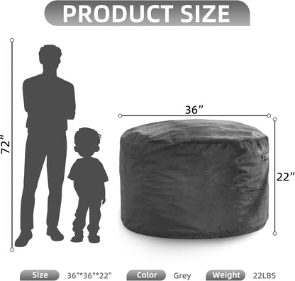 Hobestluk 3FT Bean Bag Chair Giant Bean Bag Chairs for Adults Large Bean Chairs with Removable