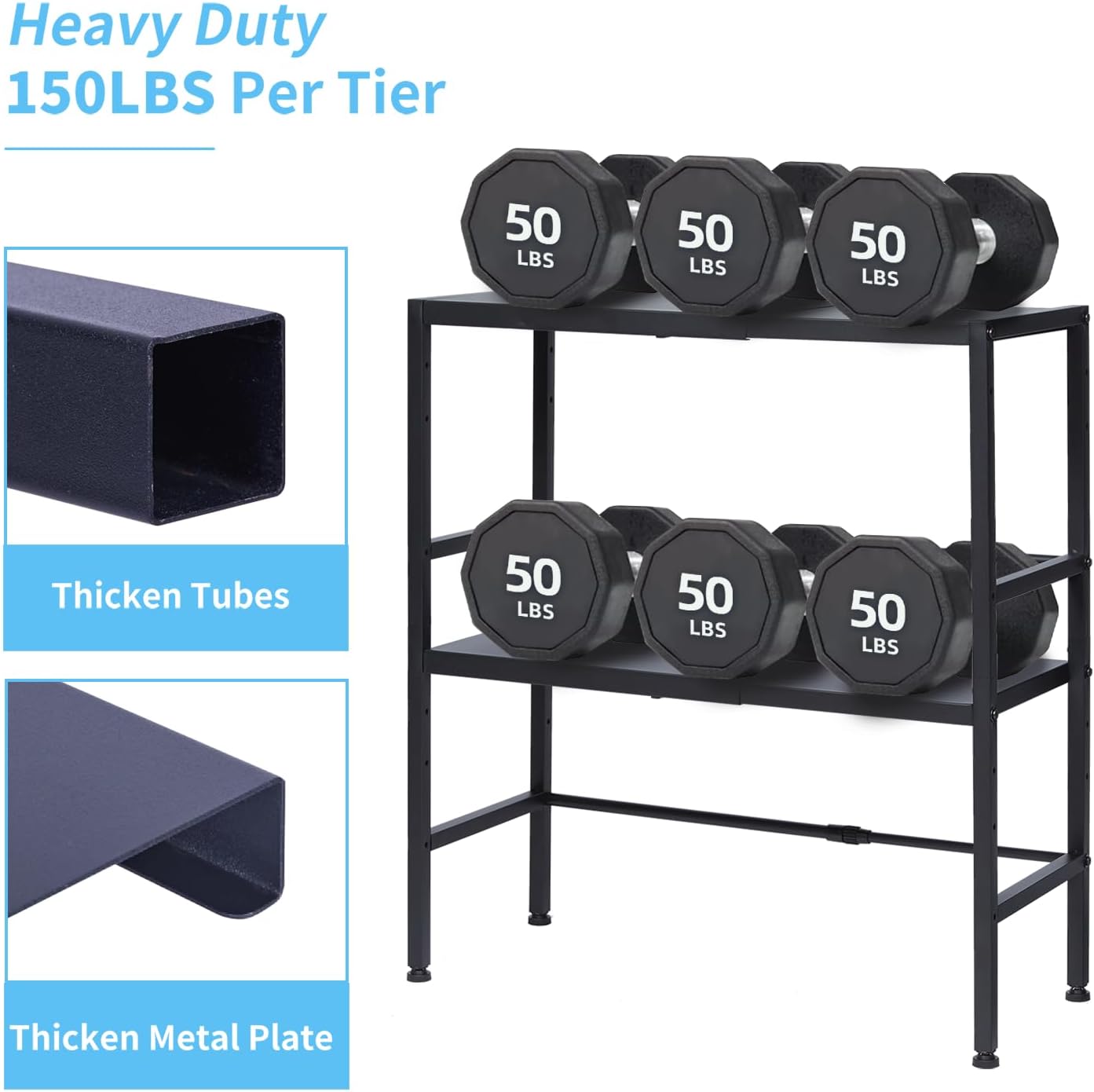 2-Tier Expandable Metal Storage Shelves, 150LBS Heavy Duty Shelving Units and Storage,Adjustable