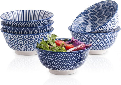 Selamica 7 inches Porcelain Cereal Bowl Set - Set of 6, Soup Bowls, Ceramic bowls for Cereal, Soup