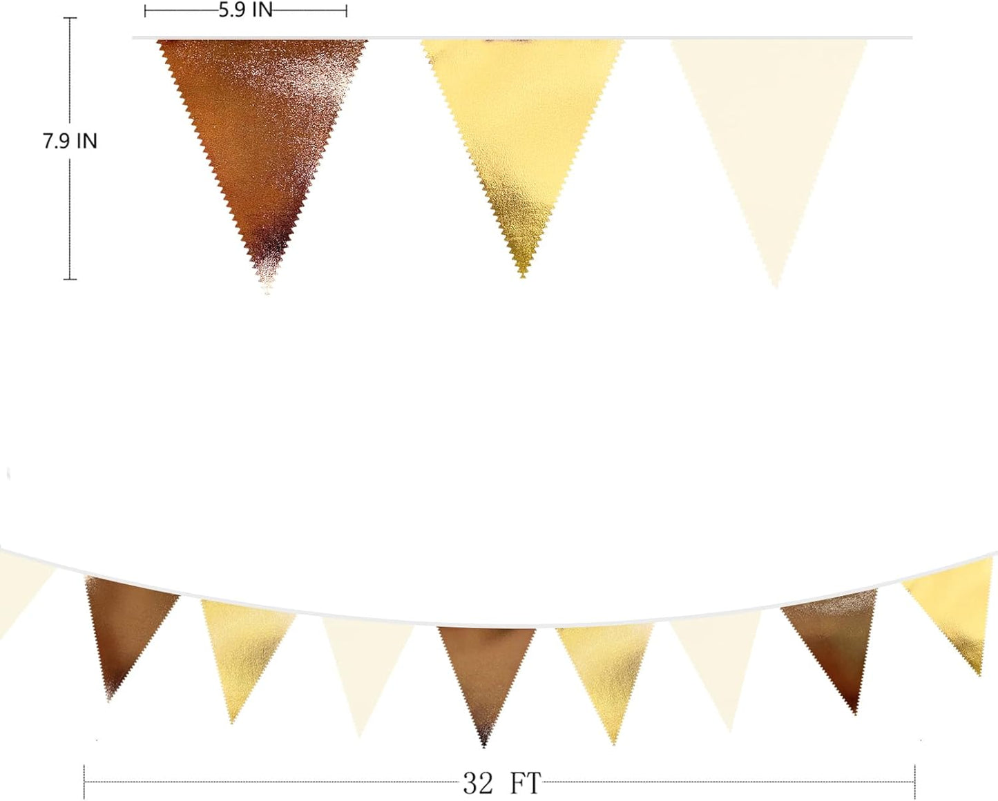 Brown Beige and Gold Party Decorations Fabric Triangle Pennant Banner Flag Bunting Garland for Boho