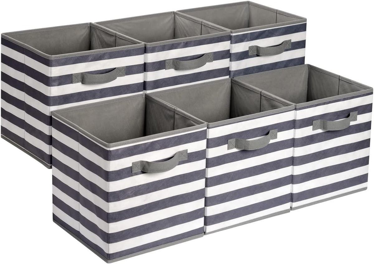 Amazon Basics Cube Organizer Storage Bins Handles, Collapsible Fabric, Pack of 6, 13"x13"x13"