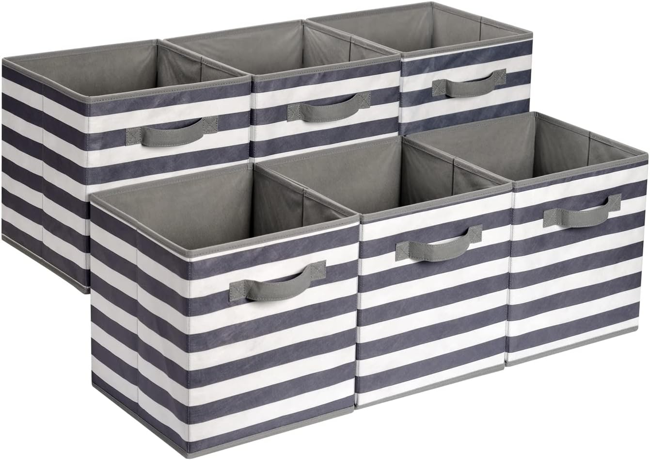 Amazon Basics Cube Organizer Storage Bins Handles, Collapsible Fabric, Pack of 6, 13"x13"x13"