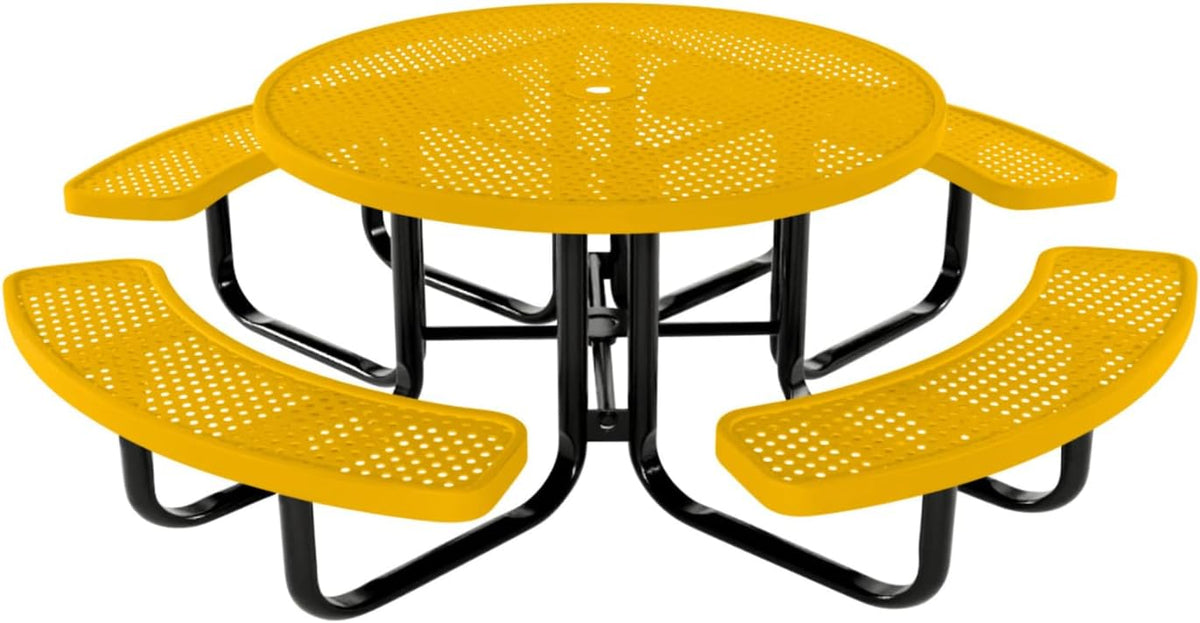 Coated Outdoor Furniture Heavy-Duty Portable Outdoor Kids Table with Umbrella Hole, Punched Steel