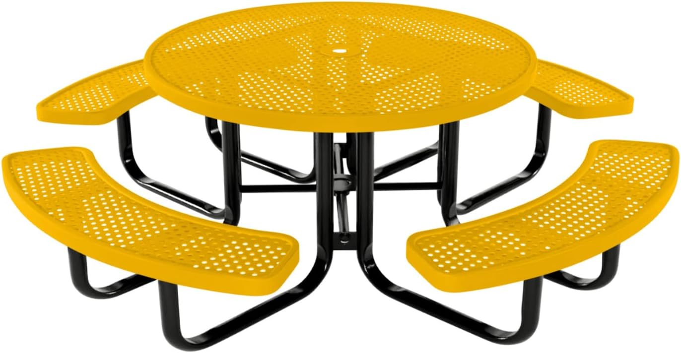 Coated Outdoor Furniture Heavy-Duty Portable Outdoor Kids Table with Umbrella Hole, Punched Steel