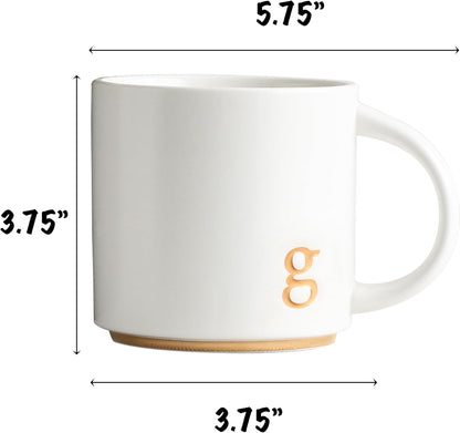 COLLECTIVE HOME - Monogram Ceramic Mugs, 15 oz Golden Initial Coffee Cups, Elegant Alphabet Tea