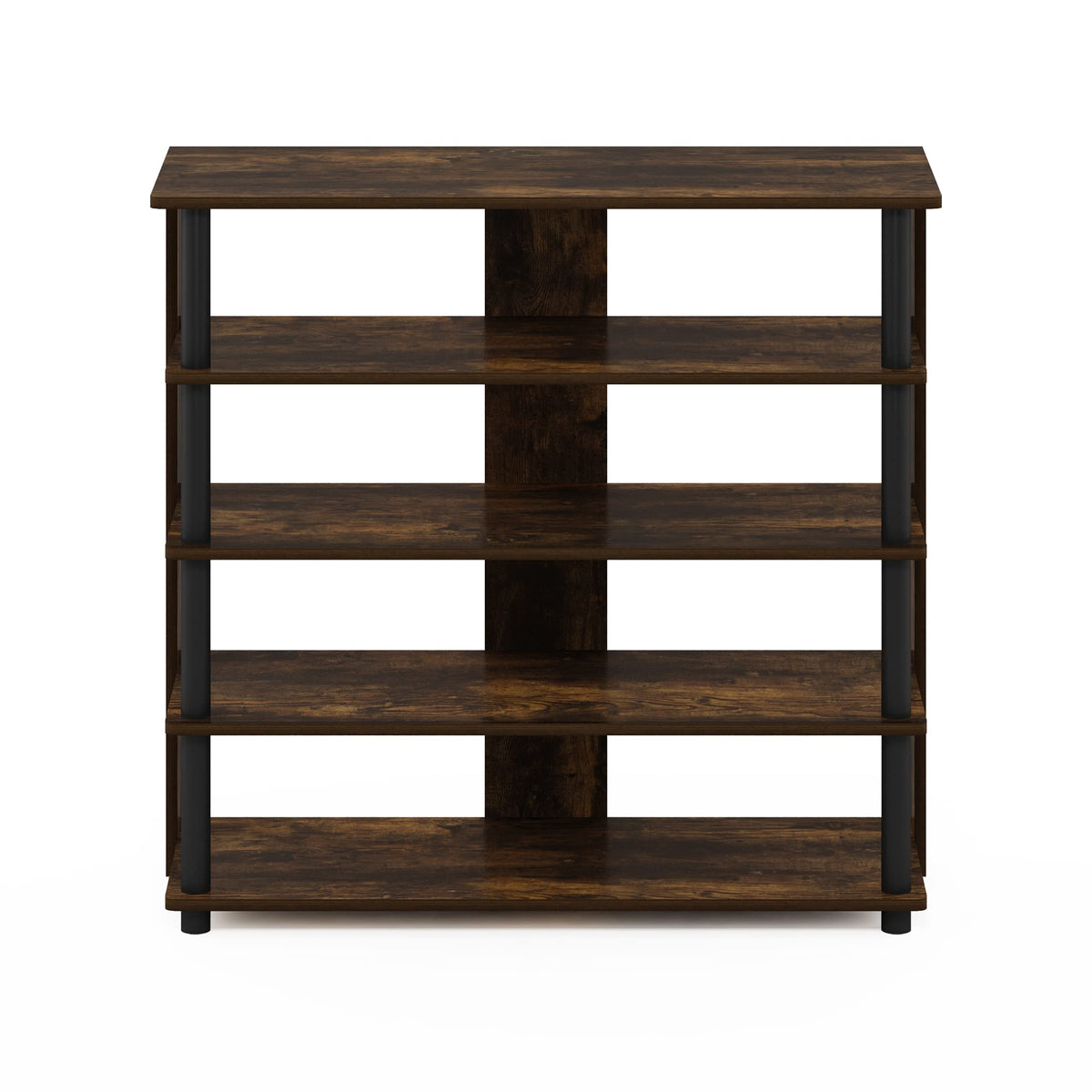 Furinno Turn-N-Tube 5 Tier Wide Shoe Rack, Amber Pine/Black