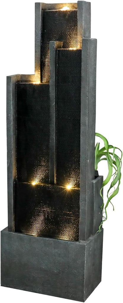 SunJet 5-Tiers Indoor/Outdoor Garden Water Fountain - 50.7inches Modern Floor-Standing Cascading