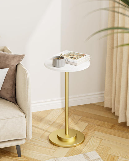 Masupu Drink Table, Round Side Table for Small Spaces, Pedestal Side Table, Small End Table with
