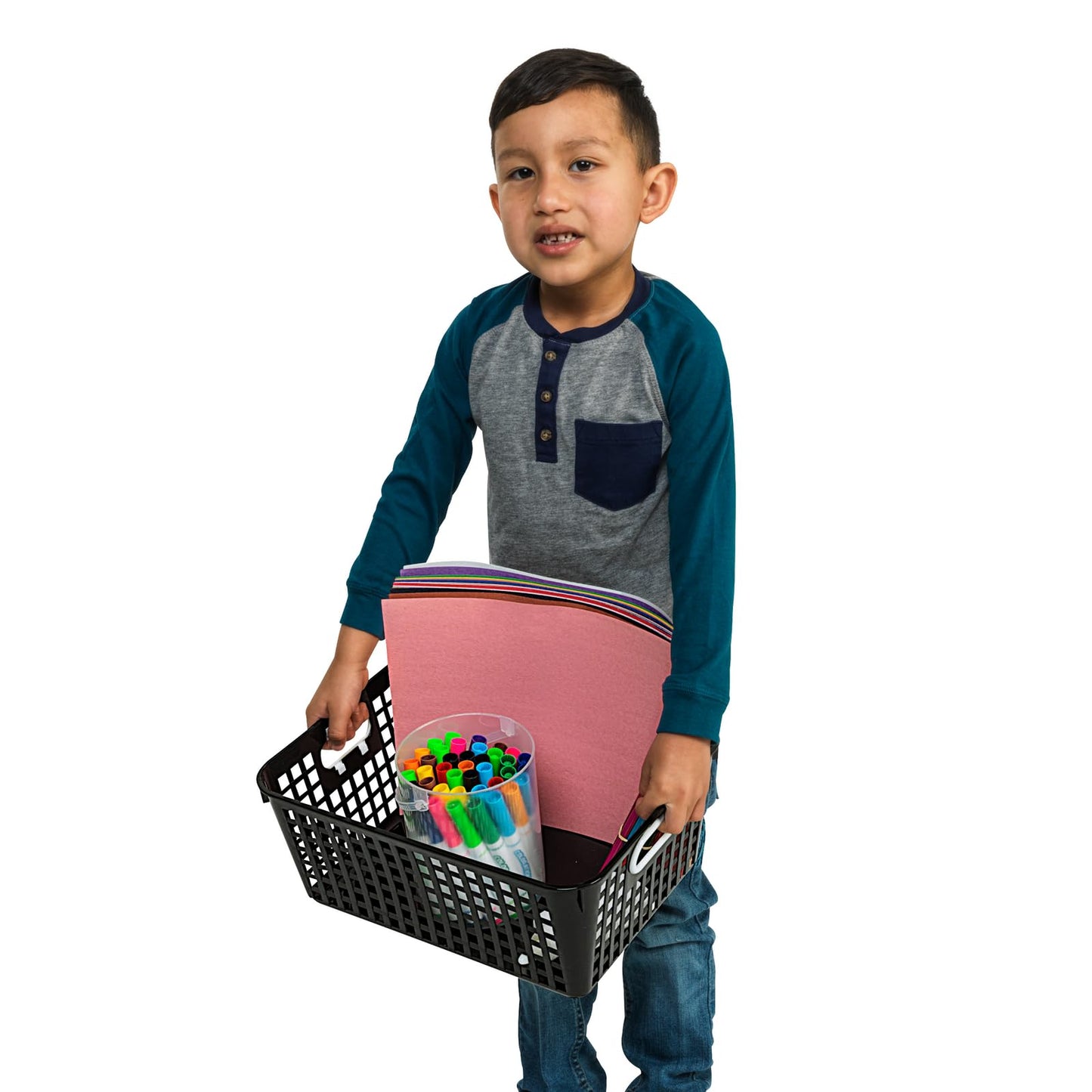 Really Good Stuff Large Plastic Book Baskets, 13.25" by 10" by 5.5"-12-Pack