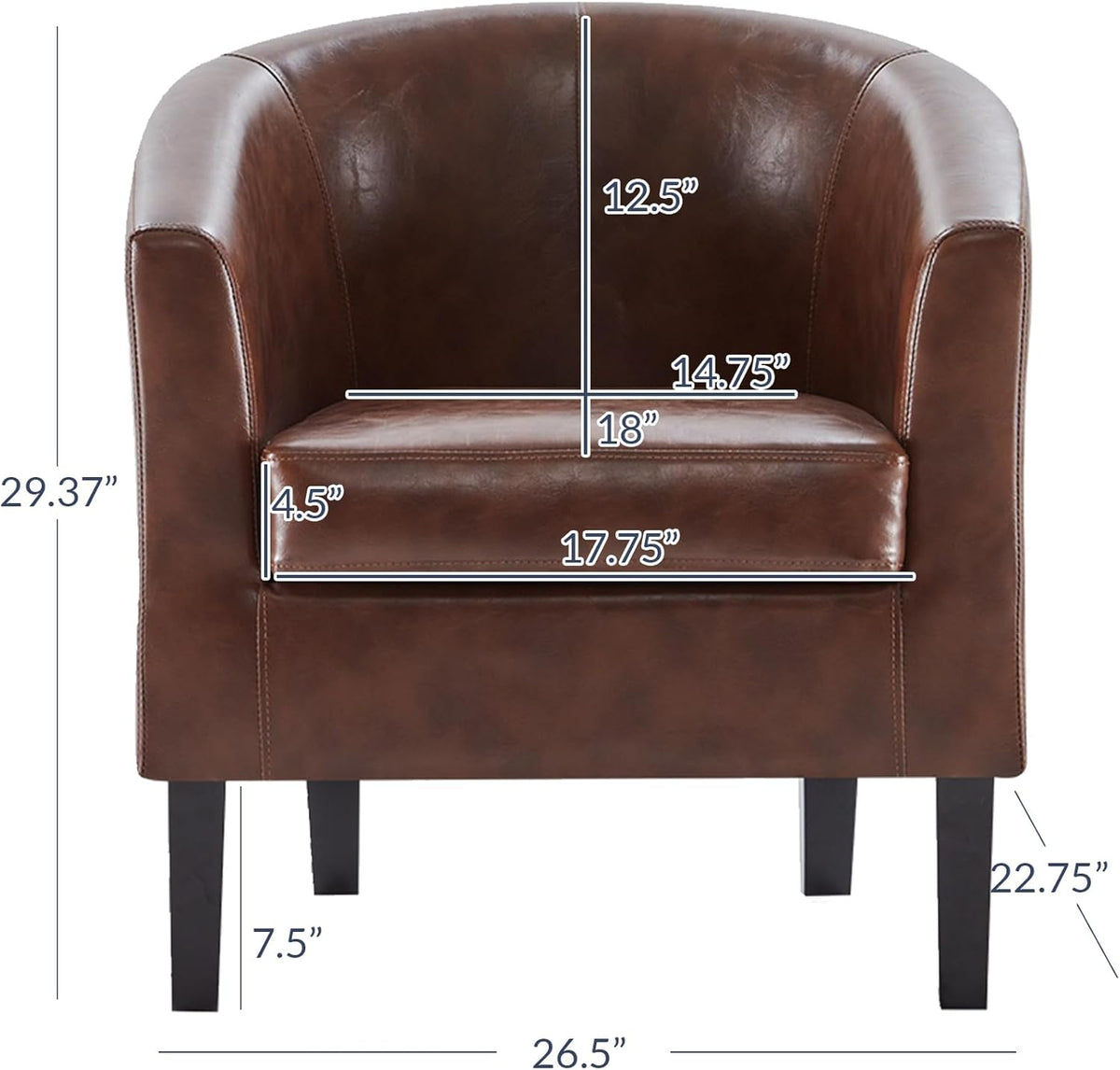 BELLEZE Accent Barrel Chair, Club Tub Sofa Corner Chair with Flared Legs and Cozy Soft Padding for