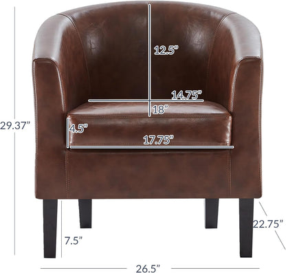 BELLEZE Accent Barrel Chair, Club Tub Sofa Corner Chair with Flared Legs and Cozy Soft Padding for
