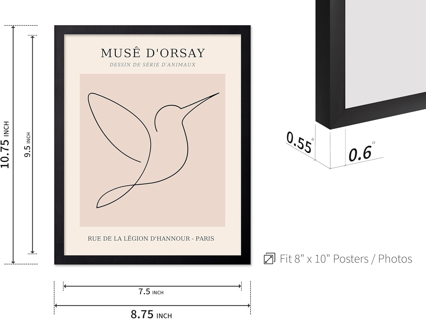 Poster Master Vintage Poster - Retro One Line Hummingbird Drawing Print - Bird Line Art - Minimal