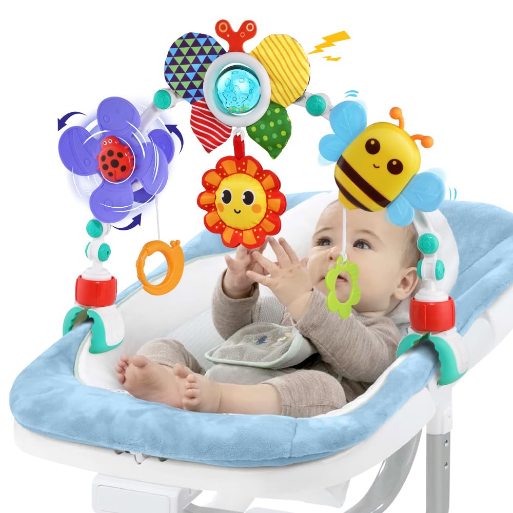 Baby Stroller Arch Toys,Adjustable Crib Mobile for Bassinet with Sensory Play Accessories and