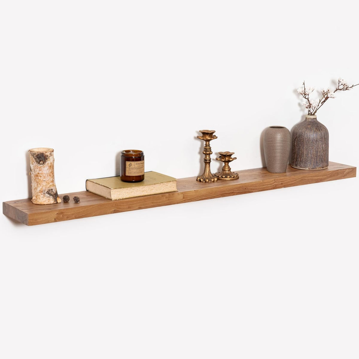 Fun Memories Rustic Elm Wood Floating Shelves for Wall, 48" Floating Shelf Wall Mounted, Long