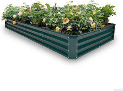 GARDMAX 8x4x1FT Galvanized Raised Garden Bed Kit, Metal Planter Boxes Outdoor with Easy Assembly