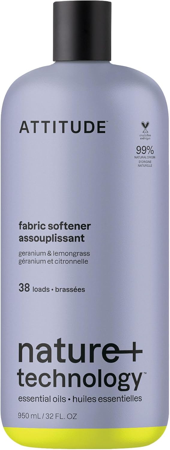 ATTITUDE Liquid Fabric Softener, Natural Origin Ingredients, For White and Colored Clothing