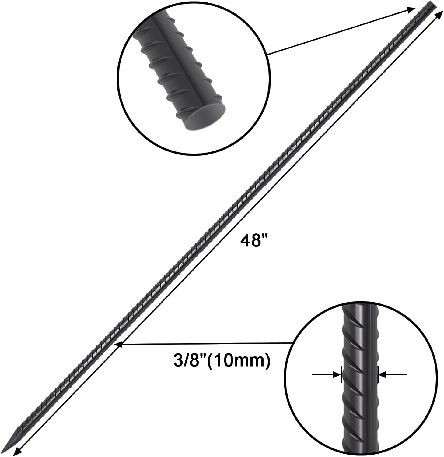 VVOKGO Rebar Stakes 48 Inch 16-Pack Concrete Form Stakes Heavy Duty Straight Ground Anchors, 3/8"