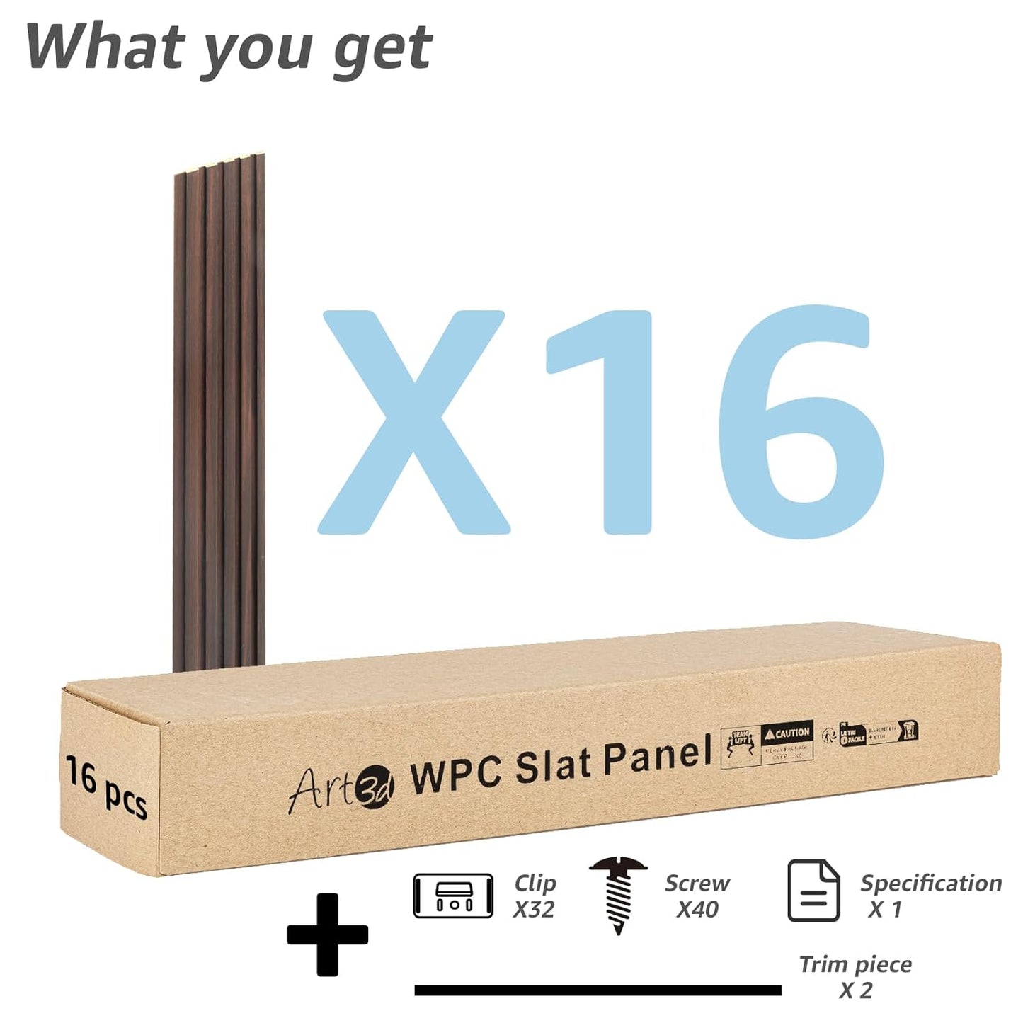 Art3d WPC Wainscoting Panels, 16-Pack 48 x 6 Inch 3D Wall Accents for Interior Wall Decor, Living