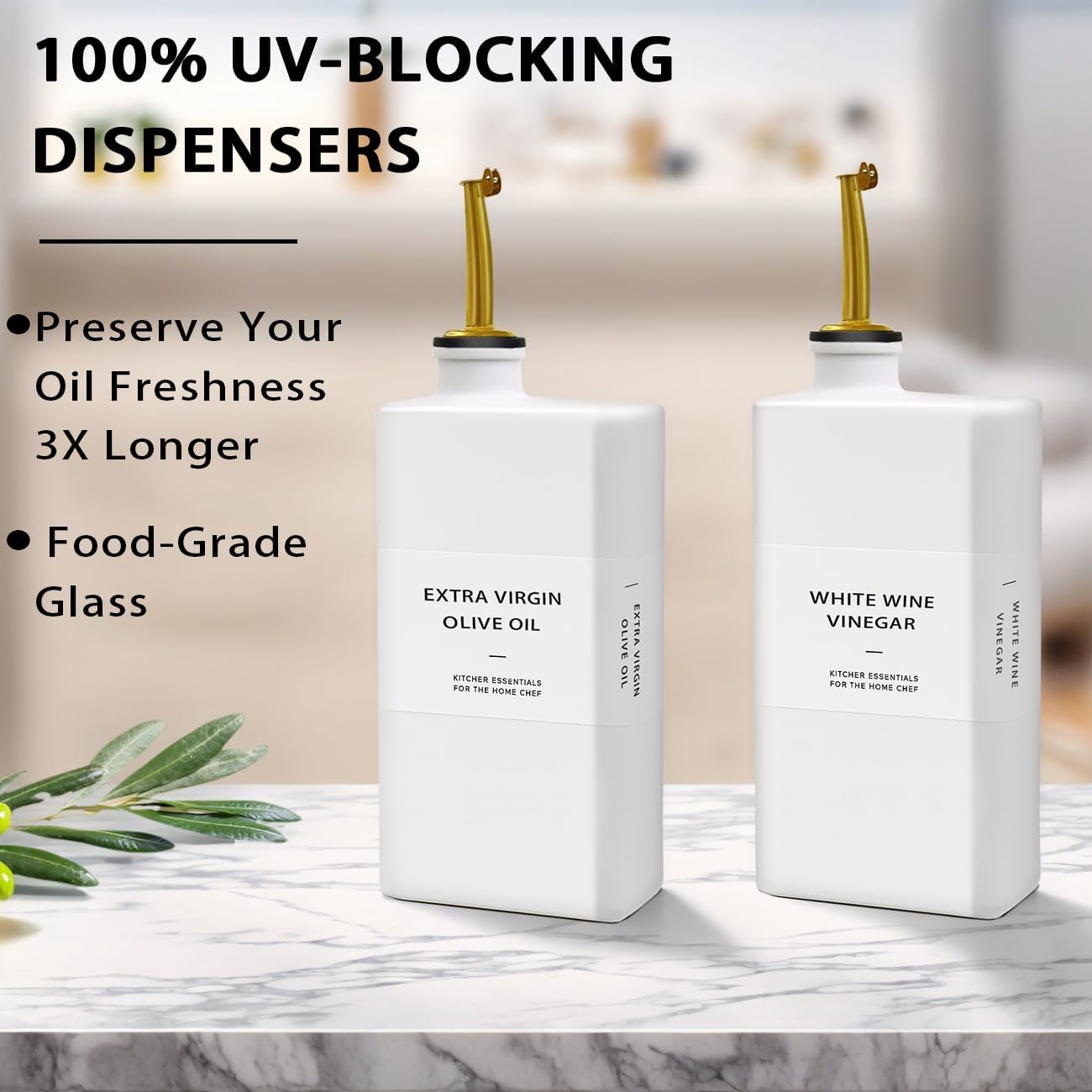 Olive Oil Dispenser Bottle for Kitchen, 16.9oz Soy Sauce Dispenser, UV Protected Oil&Vinegar Cruet