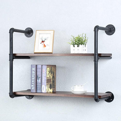 Industrial Pipe Shelving Wall Mounted,30in Rustic Metal Floating Shelves,Steampunk Real Wood Book