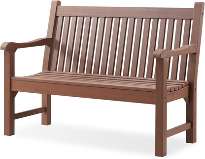 Psilvam Garden Bench, 2-Person Poly Lumber Patio Bench, All-Weather Outdoor Bench That Never Rot