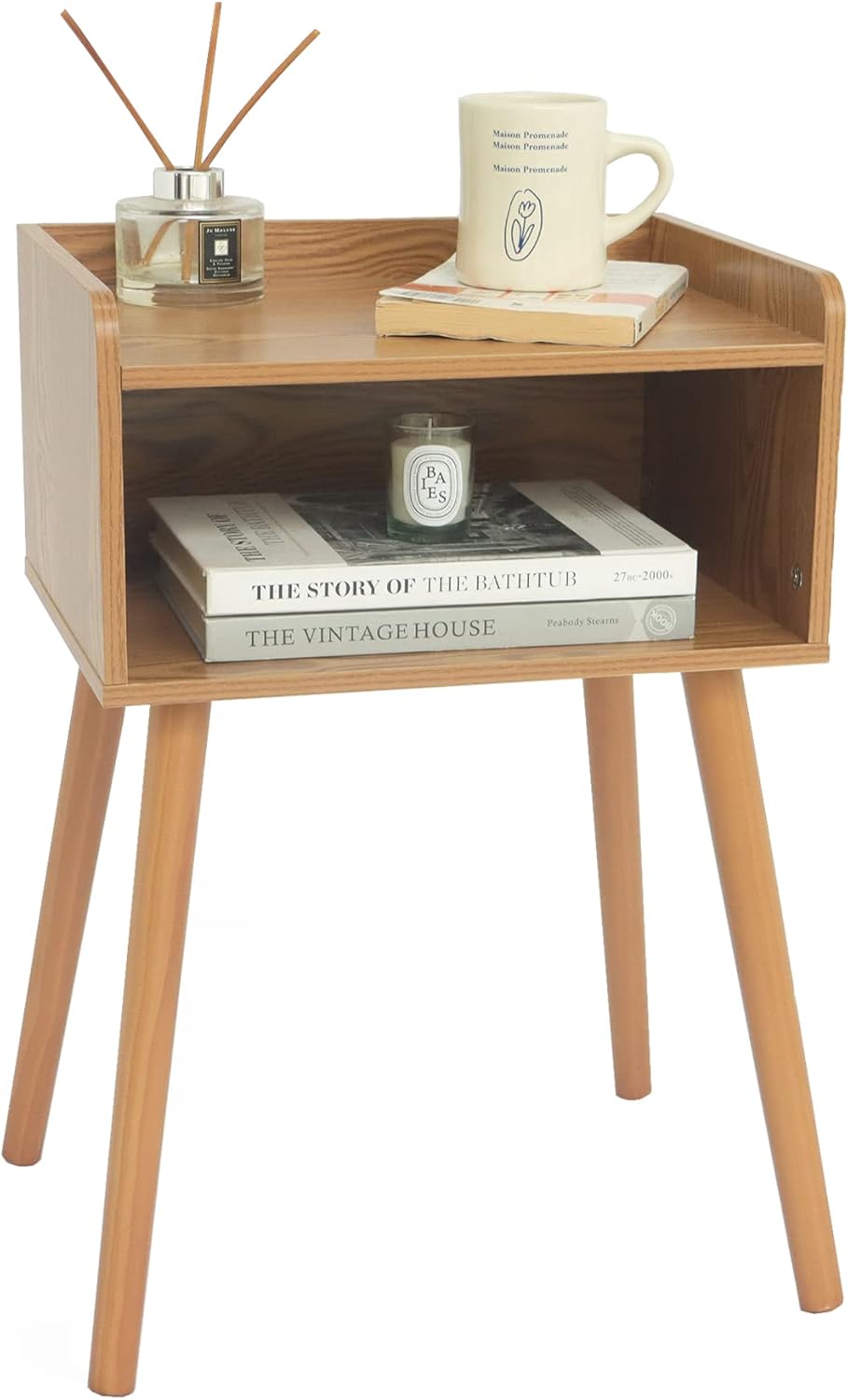 MaxSmeo Nightstand, Mid Century Modern Side Table Bedroom with Storage, Small End Bedside Table