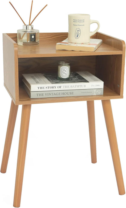 MaxSmeo Nightstand, Mid Century Modern Side Table Bedroom with Storage, Small End Bedside Table