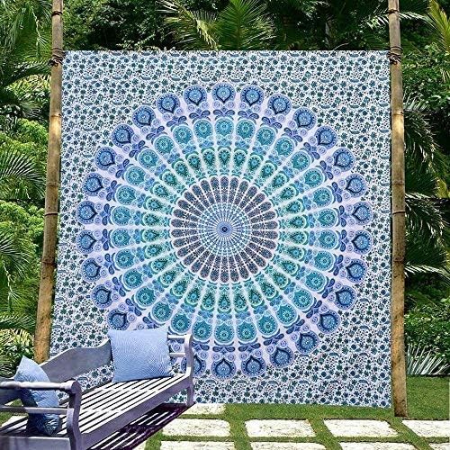 Bless International Handmade Indian hippie Bohemian Psychedelic Peacock Mandala Wall hanging