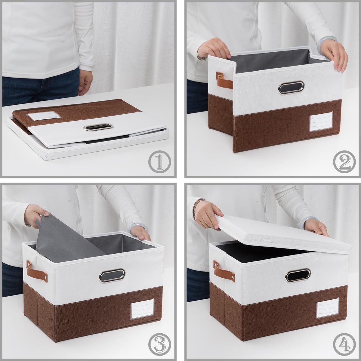 PRANDOM Foldable Storage Bins with Lids [3-Pack] Fabric Collapsible Storage Boxes Baskets Cubes