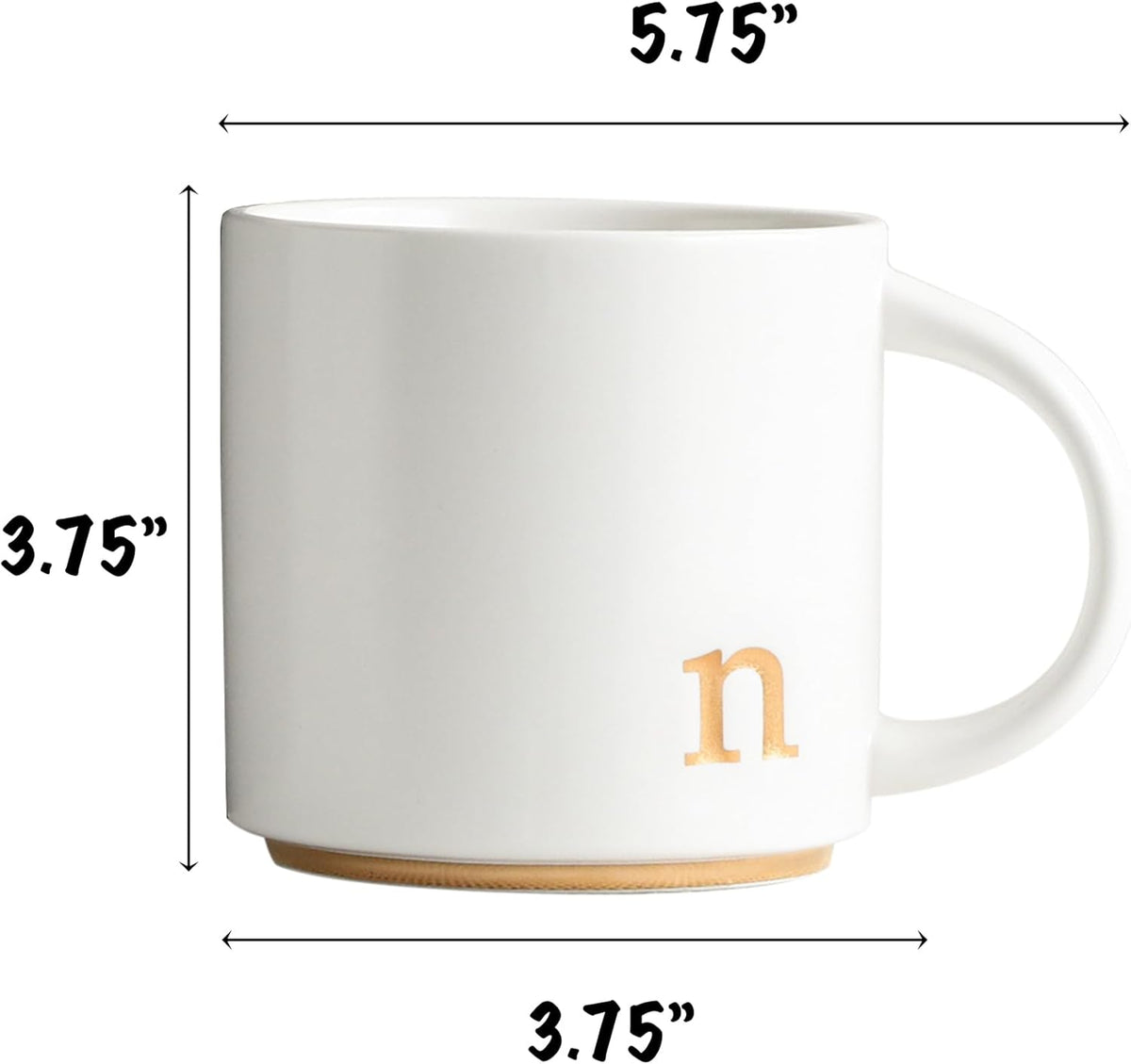 COLLECTIVE HOME - Monogram Ceramic Mugs, 15 oz Golden Initial Coffee Cups, Elegant Alphabet Tea