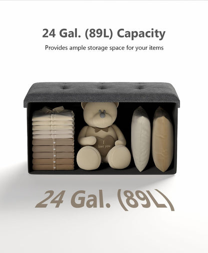 Storage Ottoman Bench, Folding Ottoman Foot Rest, 15 x 30 x 15 Inches, End of Bed Bench,Storage