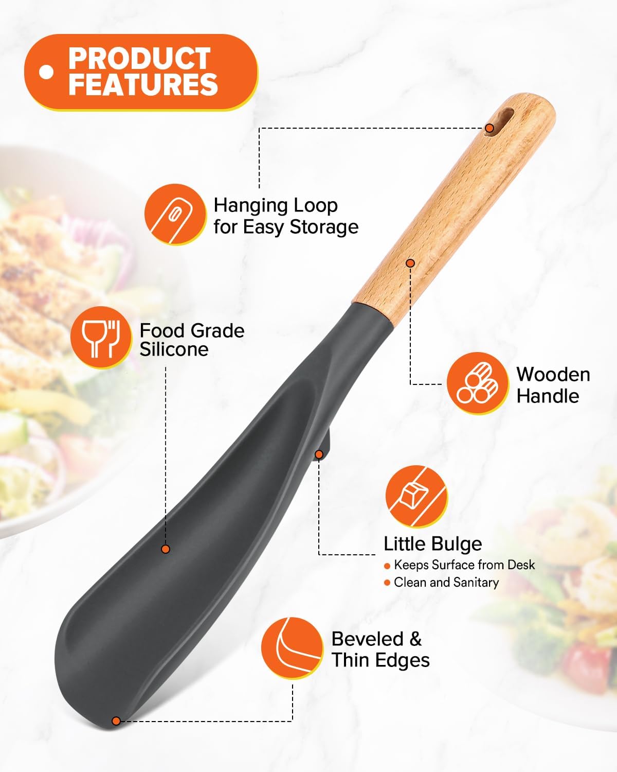 Cooking Spoon and Scraper for Nonstick Cookwares, Great for Cooking and Serving Durable BPA-Free