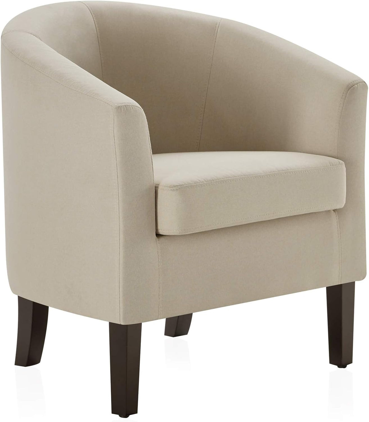 BELLEZE Accent Barrel Chair, Faux Leather Round Club Tub Sofa Corner Chair with Flared Legs and