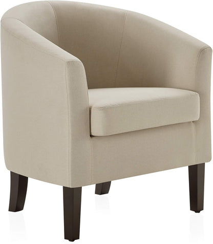 BELLEZE Accent Barrel Chair, Faux Leather Round Club Tub Sofa Corner Chair with Flared Legs and