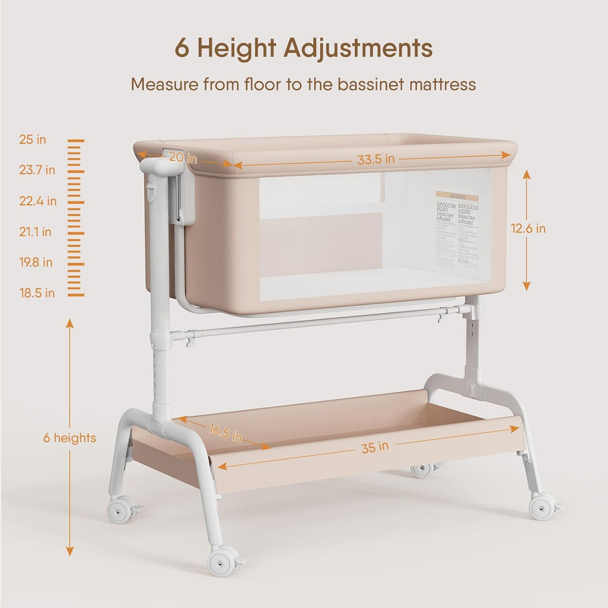 3-in-1 Baby Bassinet, Rocking Bassinet, Bedside Bassinet for Baby, Stable and Secure Bassinet