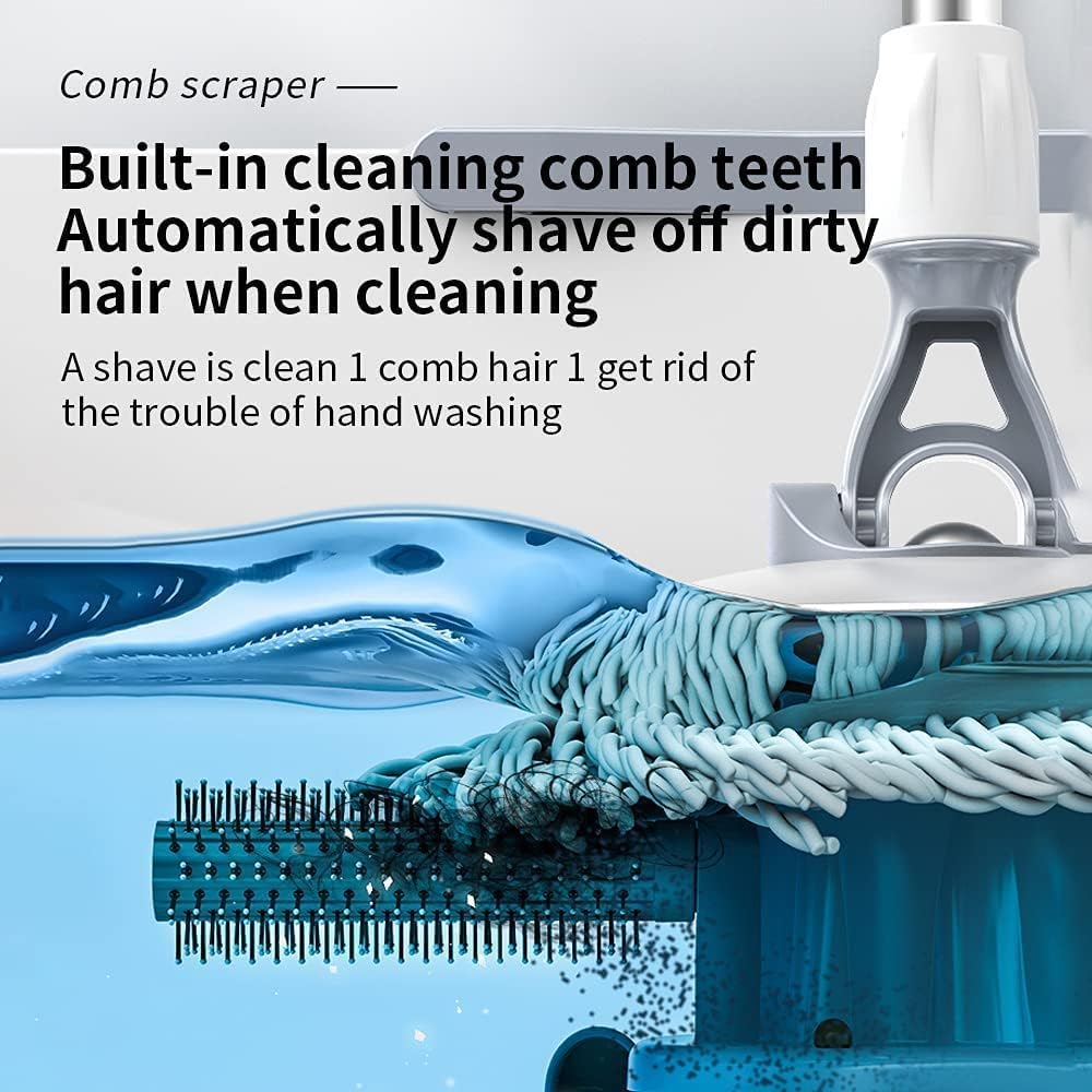 Spin Mop Bucket Deluxe 360 Spinning Floor Cleaning System with 6 Microfiber Replacement Head