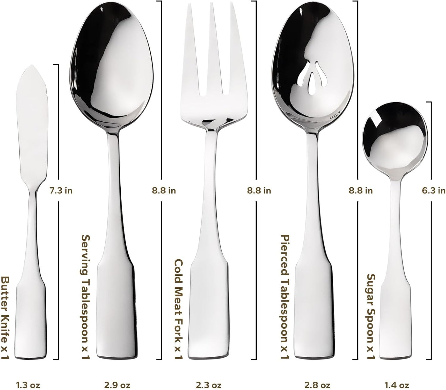 Alata Kate 65-Piece Silverware With Utensil-Serving Set, Service for 12, Stainless Steel Flatware