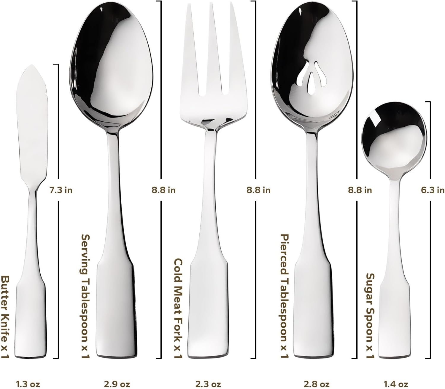 Alata Kate 65-Piece Silverware With Utensil-Serving Set, Service for 12, Stainless Steel Flatware
