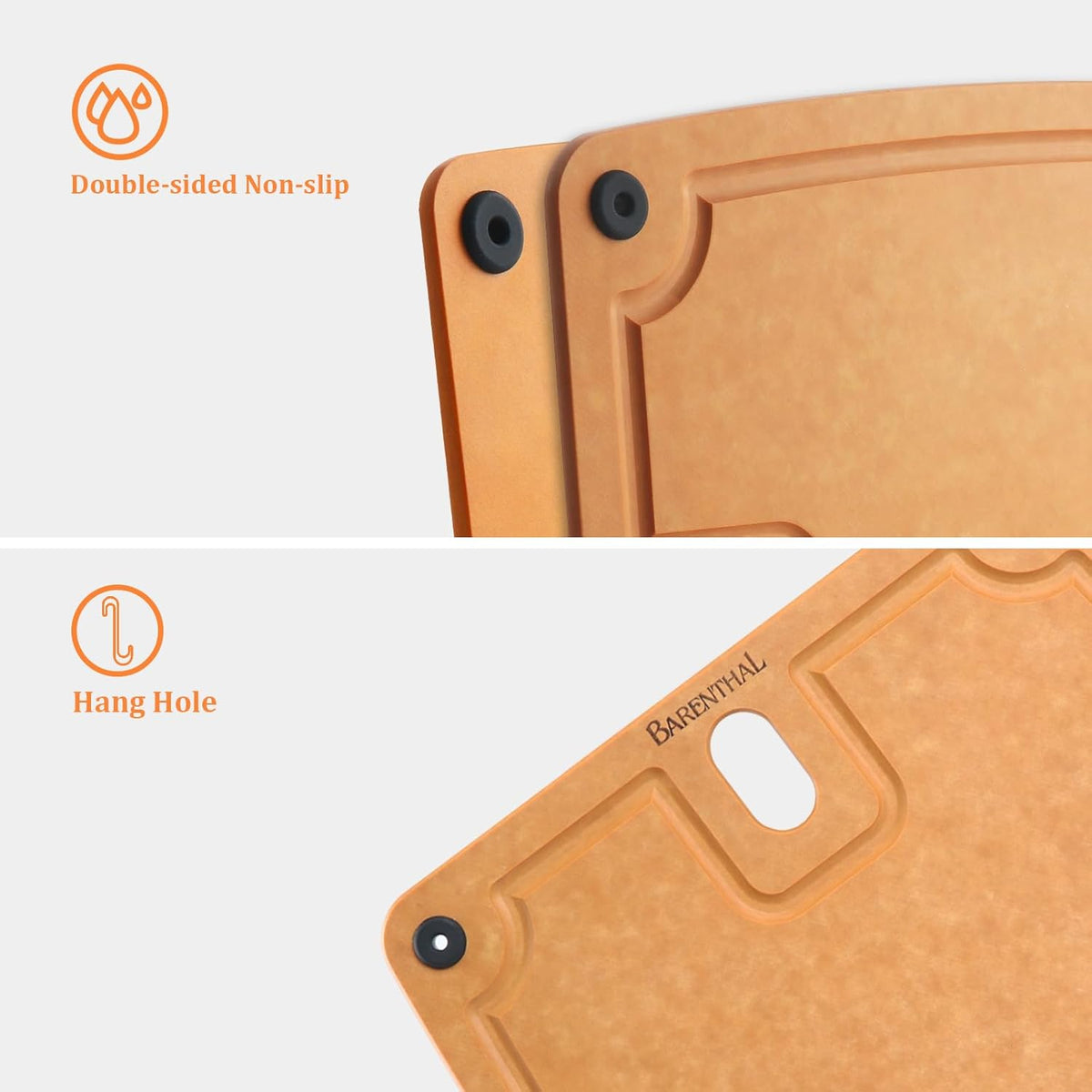 Large cutting boards for kitchen dishwasher - 2PC cutting board set double-sided with Non-Slip Feet