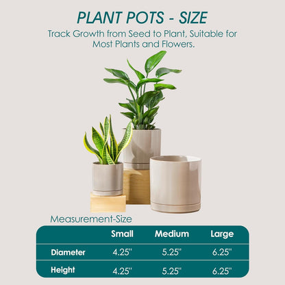vancasso Ceramic Planters, Plant Pots for Indoor Plants, 6.25+8.25+10.25 Inch Ceramic Pots for