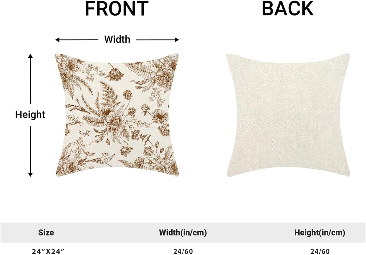 CXMEIFLY Spring Floral Leaves Pillow Covers 24 x 24 Inch Set of 2 for Chinoiserie Flowers Decor