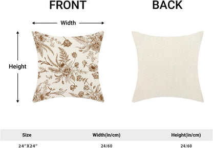 CXMEIFLY Spring Floral Leaves Pillow Covers 24 x 24 Inch Set of 2 for Chinoiserie Flowers Decor